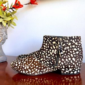 Dolce Vita Booties -Spotted Animal Print - Real Calf Fur Ankle Boots